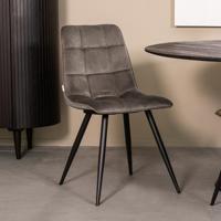 LABEL51 Eetkamerstoel Bistro - Taupe - Fluweel - Zwart Metalen Frame