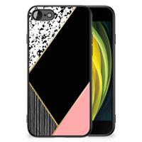 iPhone SE 2022 | SE 2020 | 7/8 Backcover Zwart Roze Vormen