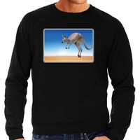 Dieren sweater / trui met kangoeroes foto zwart voor heren