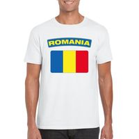 T-shirt met Roemeense vlag wit heren - thumbnail