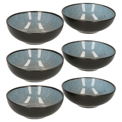 Tapas schaaltjes - 6x - zwart/grijsblauw - aardewerk - 12 x 4 cm