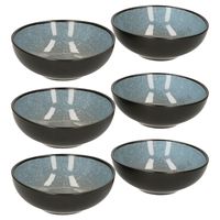 Tapas schaaltjes - 6x - zwart/grijsblauw - aardewerk - 12 x 4 cm
