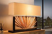 Handgemaakte tafellamp EUPHORIA 80cm naturel longan hout beige met linnen kap - 44687
