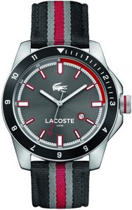 Lacoste horlogeband 2010810 / LC-72-1-27-2609 Leder Zwart 22mm + zwart stiksel