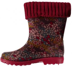 XQ Footwear regenlaarzen bloemen junior rubber rood maat 31