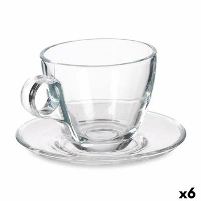 Kopje met schoteltje Transparant Glas 170 ml (6 Stuks)