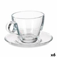 Kopje met schoteltje Transparant Glas 170 ml (6 Stuks)