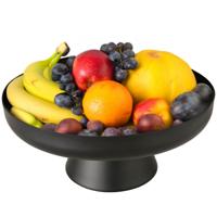 Fruitschaal/fruitmand - metaal - D30 x H13 cm - zwart - Serveer schaal voedsel