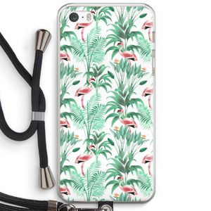 Flamingo bladeren: iPhone 5 / 5S / SE Transparant Hoesje met koord