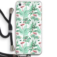 Flamingo bladeren: iPhone 5 / 5S / SE Transparant Hoesje met koord