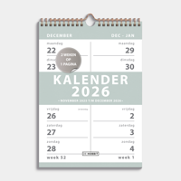 A4 Spiraalkalender 2-weeks 2026 Grijs Groen