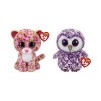 Ty - Knuffel - Beanie Boo's - Lainey Leopard & Moonlight Owl