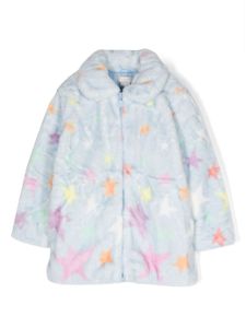 Stella McCartney Kids veste imprimée en peau lainée - Bleu