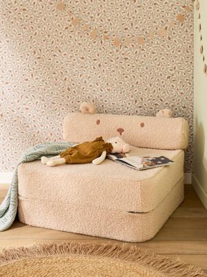 Kinderfauteuil in sherpa Ourson kameel