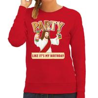 Foute kersttrui - Jesus Party like it is my birthday - rood - voor dames - kerstkleding Foute kersttrui - Jesus Party like it is my birthday - rood - voor dames - kerstkleding