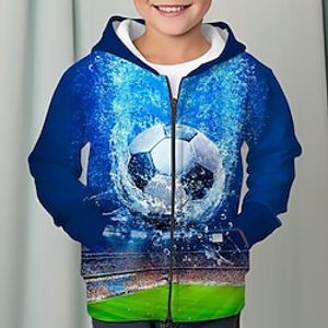 Jongens 3D Voetbal Trui met capuchon Jas Overkleding Lange mouw 3D-afdrukken Herfst Winter Modieus Streetwear Stoer Polyester Kinderen 3-12 jaar Buiten Casual Dagelijks Normale pasvorm Lightinthebox