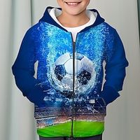 Jongens 3D Voetbal Trui met capuchon Jas Overkleding Lange mouw 3D-afdrukken Herfst Winter Modieus Streetwear Stoer Polyester Kinderen 3-12 jaar Buiten Casual Dagelijks Normale pasvorm Lightinthebox