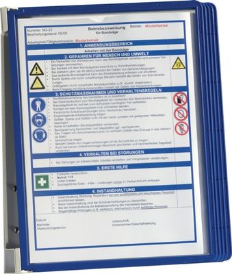 Durable Wandhouder | 5 zichtpanelen | donkerblauw | met profielframef. | 1 stuk - 555107 555107