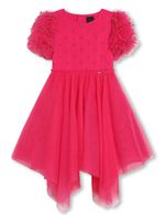 Givenchy Kids logo-lettering ruffle-detailing dress - Rose - thumbnail