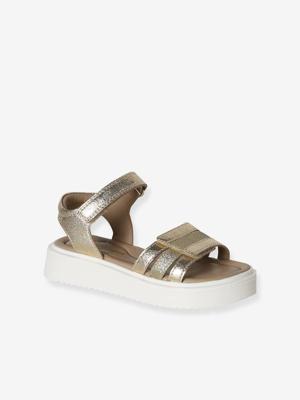 Sandalen voor meisjes van leer met klittenband goud Sandalen voor meisjes van leer met klittenband goud