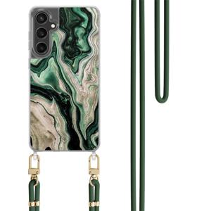 Samsung Galaxy S24 FE hoesje met groen koord - Green waves