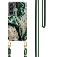 Samsung Galaxy S24 FE hoesje met groen koord - Green waves Samsung Galaxy S24 FE hoesje met groen koord - Green waves