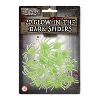 20x stuks glow in the dark horror griezel spinnen 5 cm - thumbnail