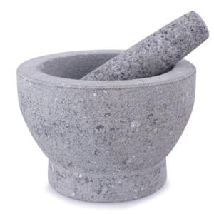 Vijzel met stamper - grijs - graniet - D17 cm