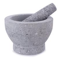 Vijzel met stamper - grijs - graniet - D17 cm