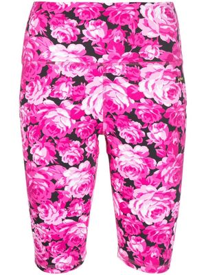 MSGM short de cyclisme à fleurs - Rose
