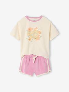 Set met shirt en short van badstof voor meisjes lila
