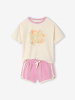 Set met shirt en short van badstof voor meisjes lila