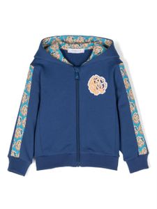 Roberto Cavalli Junior veste zippée à patch logo - Bleu