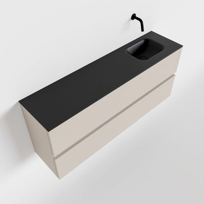 Toiletmeubel Mondiaz Ada | 120 cm | Meubelkleur Linen | Lex wastafel Urban Rechts | Zonder kraangat