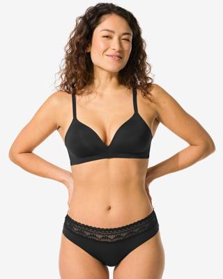 HEMA Dames brazilian micro met kanten tailleband zwart (zwart)