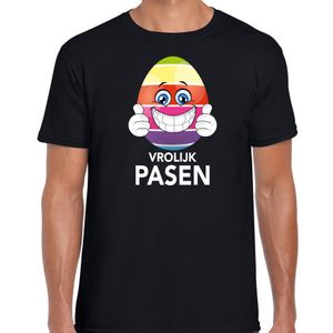 Paasei met duimen omhoog vrolijk Pasen t-shirt zwart voor heren - Paas kleding / outfit