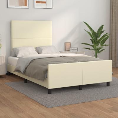 Bedframe met hoofdbord kunstleer crèmekleurig 120x200 cm