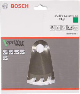 Bosch Accessoires Cirkelzaagblad Optiline Wood 160 x 20/16 x 2,6 mm, 24 1st - 2608640596