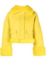 GCDS veste en cuir à col lainé - Jaune