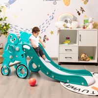 Kinderglijbaan met Basketbalring voor Binnen en Buiten 151 x 76 x 72 cm Groen