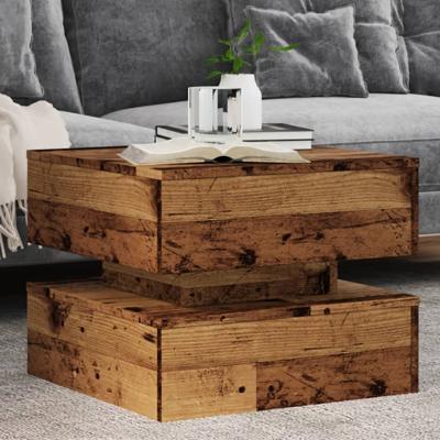 Salontafel met LED-verlichting 50x50x40 cm oud houtkleurig