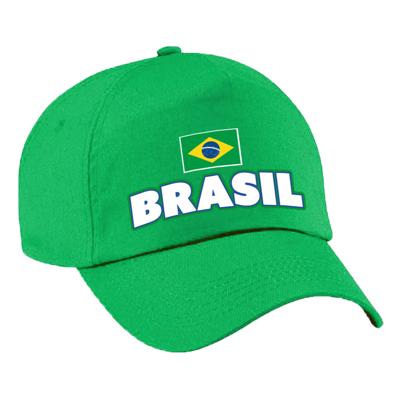 Verkleed feest pet - groen - Brazilie - vlag/landen thema - EK / WK - zonneklep pet