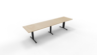 Vergadertafel 6511 met koppelpoot - 320 x 80 cm. - Zwart - Eiken licht