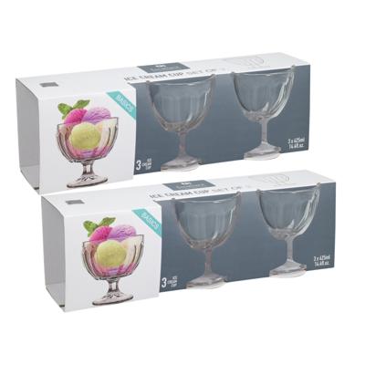 IJcoupes / dessert serveer schaaltjes op voet - set 6x stuks - glas - 425 ml IJcoupes / dessert serveer schaaltjes op voet - set 6x stuks - glas - 425 ml