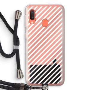 Strepen zwart-wit: Samsung Galaxy A20e Transparant Hoesje met koord