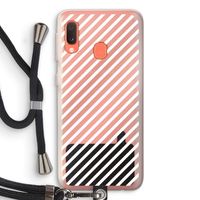 Strepen zwart-wit: Samsung Galaxy A20e Transparant Hoesje met koord
