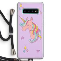 Roze eenhoorn: Samsung Galaxy S10 Plus Transparant Hoesje met koord