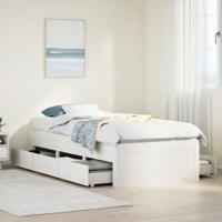 Bedframe zonder matras met lades grenenhout wit 75x190 cm