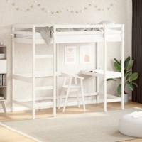 Hoogslaper met bureau massief grenenhout wit 90x190 cm