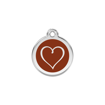Tribal Heart Brown roestvrijstalen hondenpenning small/klein dia. 2 cm - Reddingo